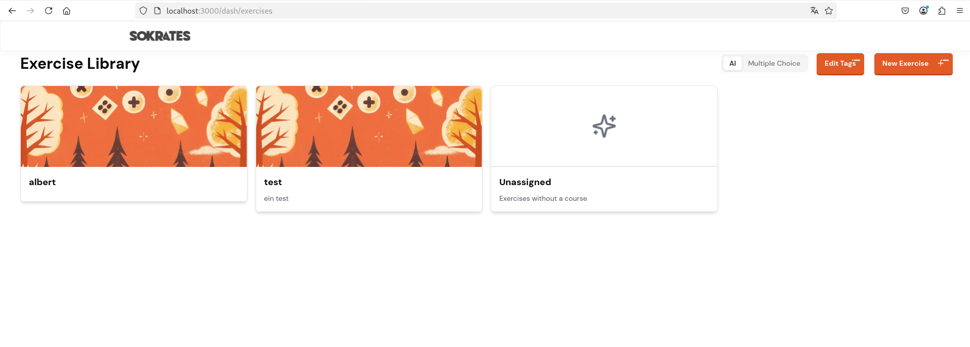 Exercise library page